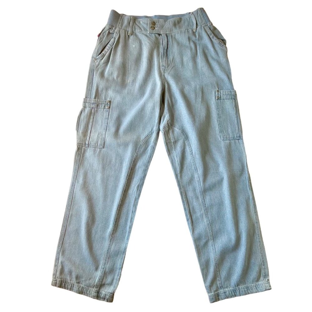 Woman Within Modern Fit Cotton Cargo Pants Size 16W Light Blue Jeans Lightweight